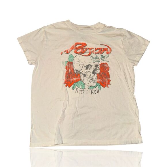 Poison "Nothing But A Good Time" Skull Graphic Tee WoMen's M White: Retro 80’s - Picture 1 of 3